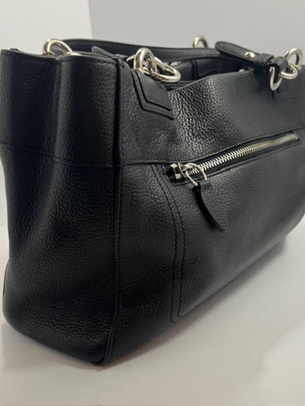 Coach Peyton Penelope Pebble Leather Turn Lock CarryAll Satchel Bag F16531 Black - Picture 10 of 16